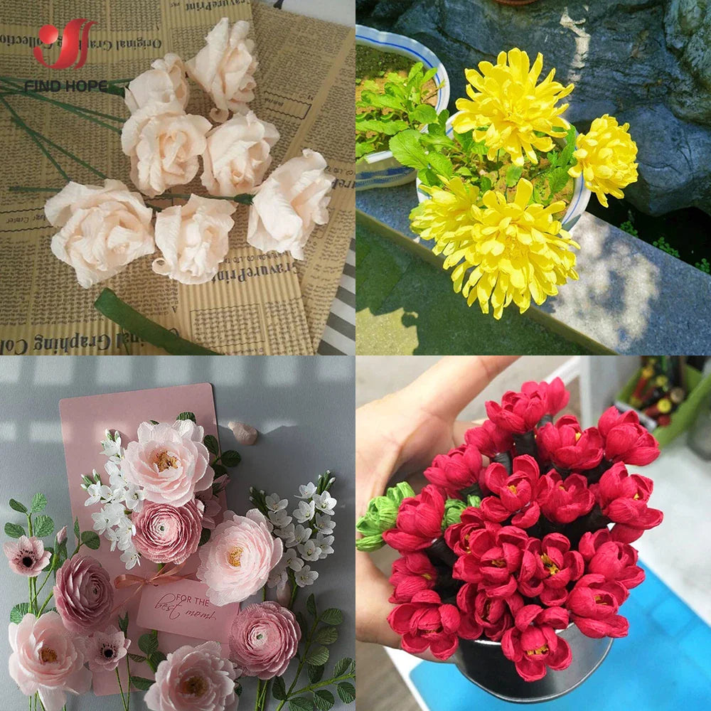 9.8in x 8ft Crepe Paper Roll | 11 Assorted Colors for DIY Paper Flower Decor