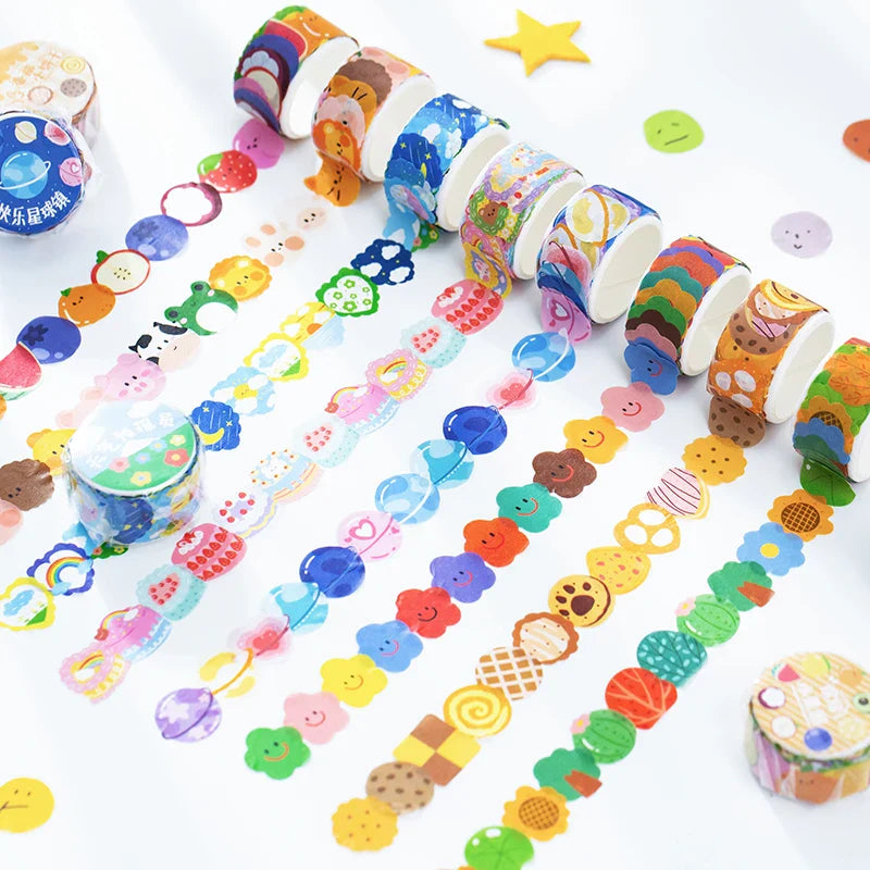 Kawaii Cartoon Washi Tape Stickers | 100pcs Roll Decorative Adhesive Masking Tape for Scrapbooking and DIY Stationery