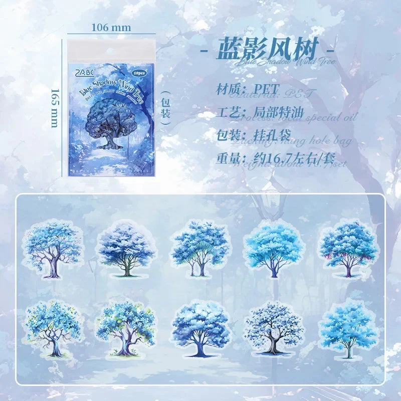 Colorful Tree Theme Stickers for Scrapbook and DIY Decor | 10 Sheets