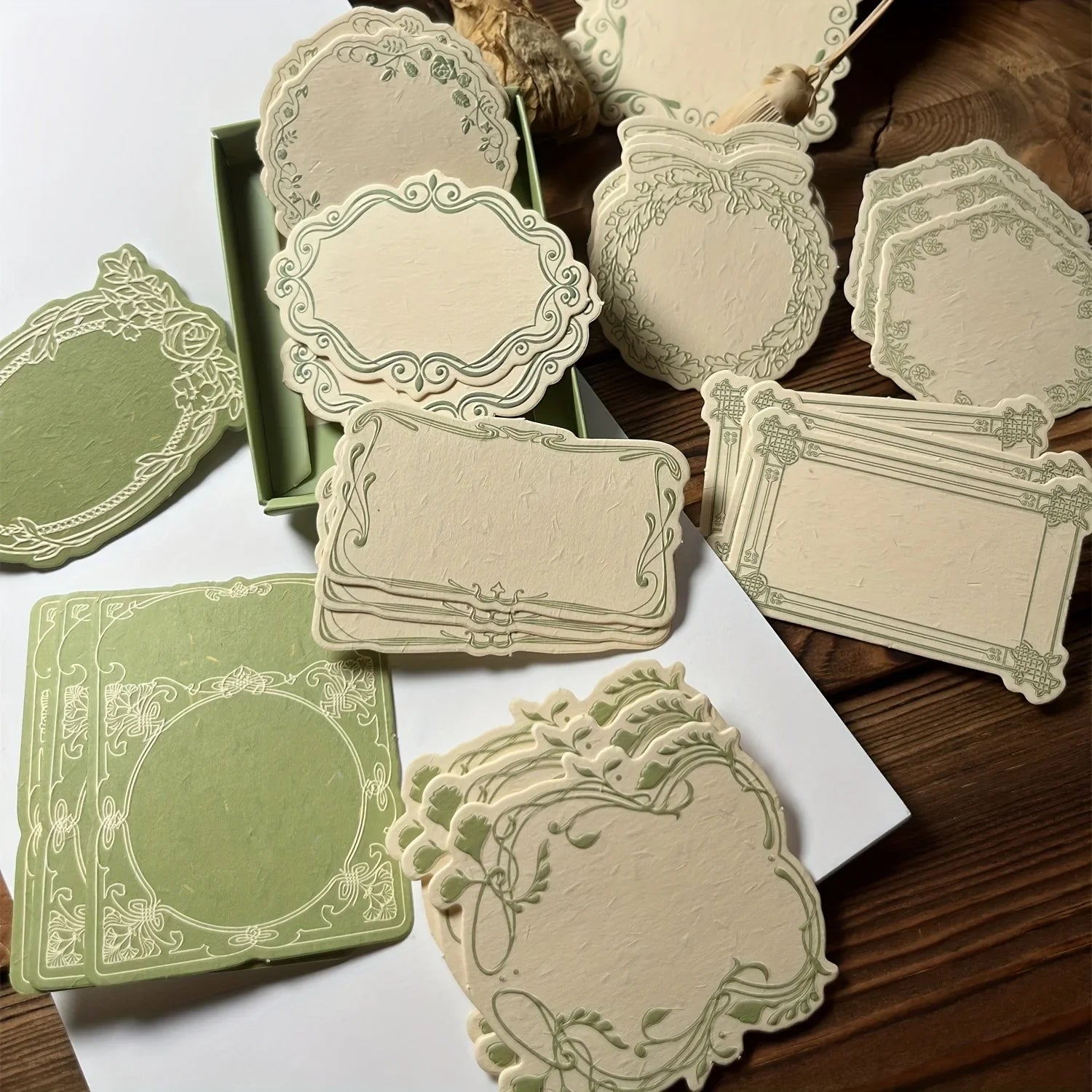 Vintage Boxed Sticky Notes Paper | Embossed Journaling Decorative Paper Set