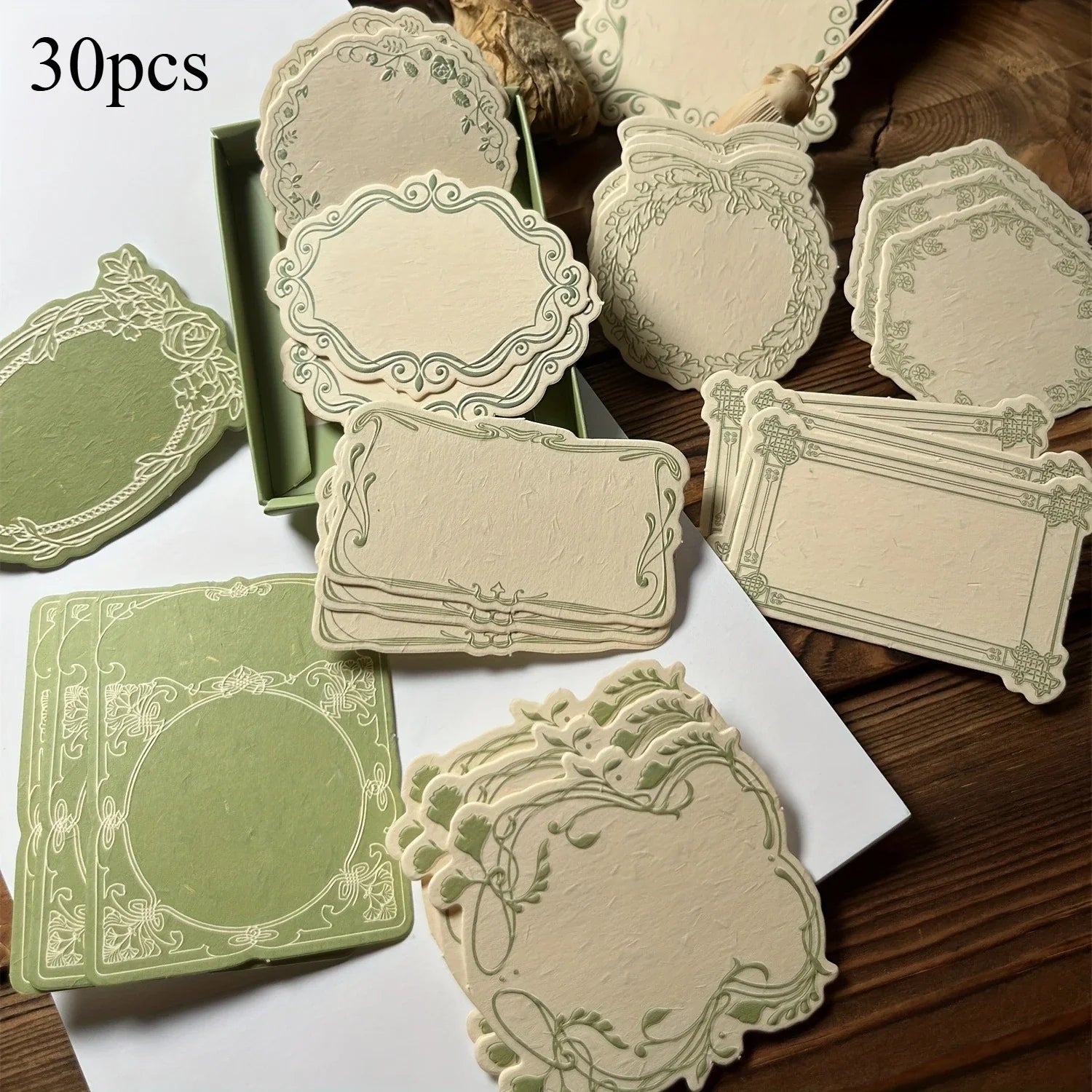 Vintage Boxed Sticky Notes Paper | Embossed Journaling Decorative Paper Set