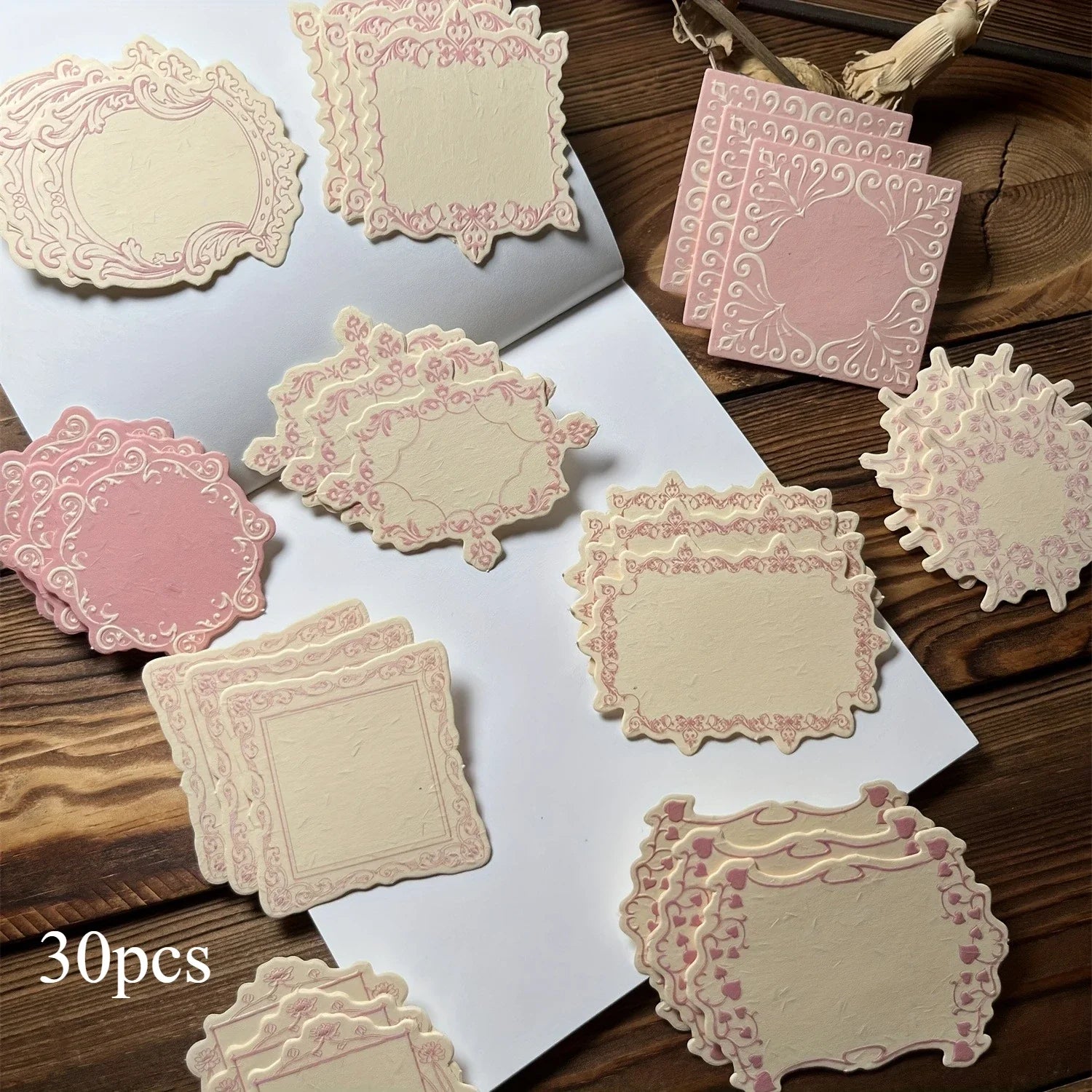 Vintage Boxed Sticky Notes Paper | Embossed Journaling Decorative Paper Set