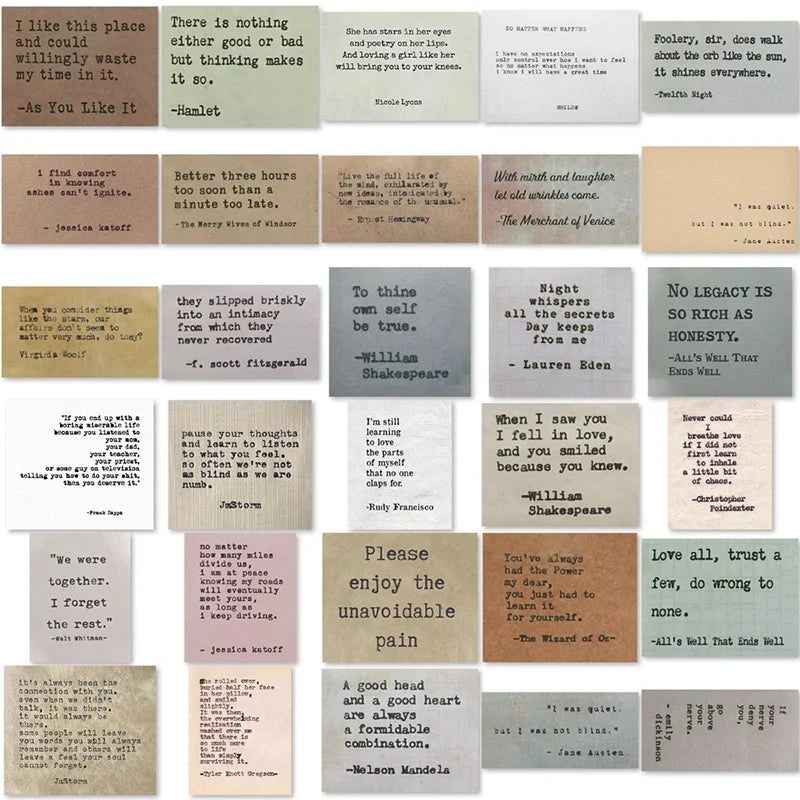 50PCS Retro Typewriter Style Motivational Quotes Stickers | Inspirational Vintage Journaling Decals