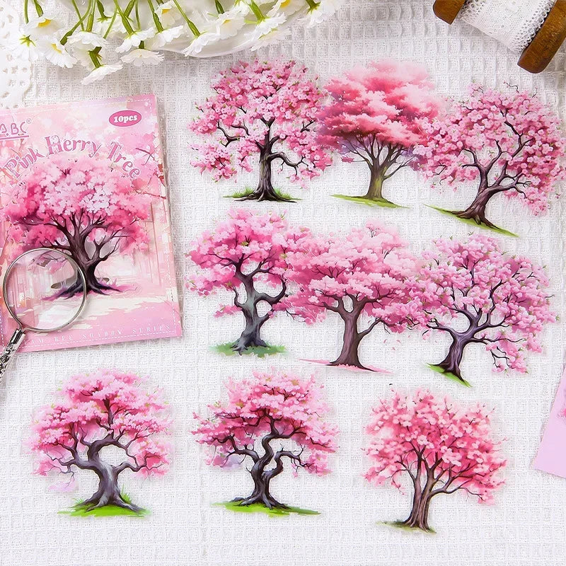 Colorful Tree Theme Stickers for Scrapbook and DIY Decor | 10 Sheets
