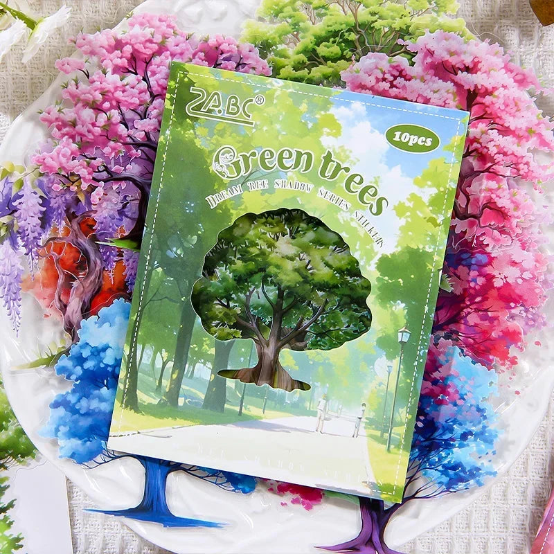 Colorful Tree Theme Stickers for Scrapbook and DIY Decor | 10 Sheets