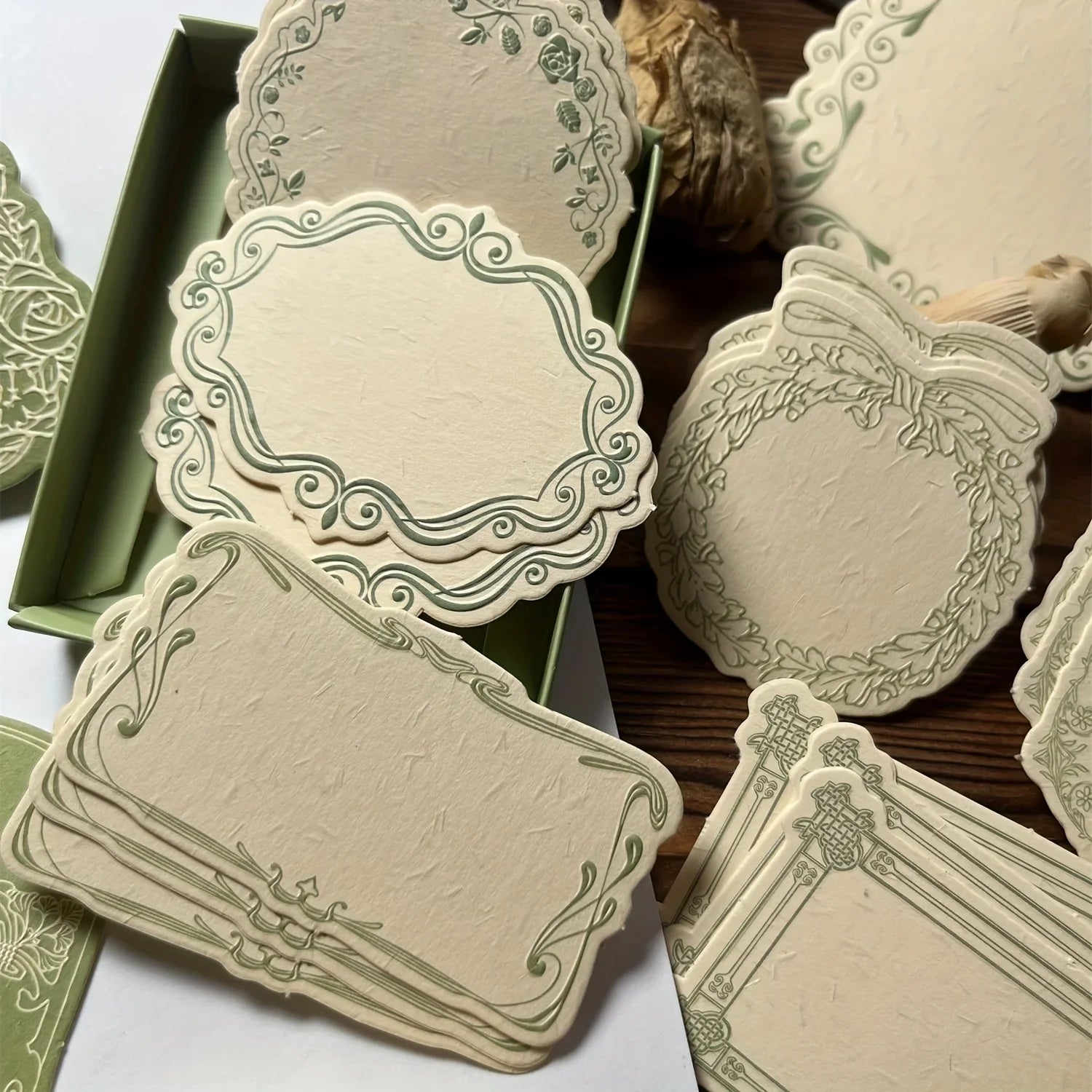 Vintage Boxed Sticky Notes Paper | Embossed Journaling Decorative Paper Set
