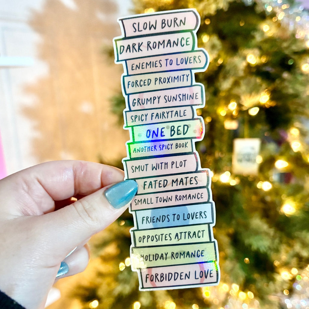 "Bookish Tropes Book Stack"-Bookmark