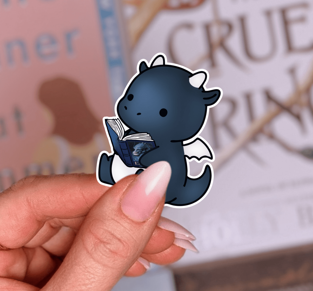 "Dragon Reading a Book"-Sticker