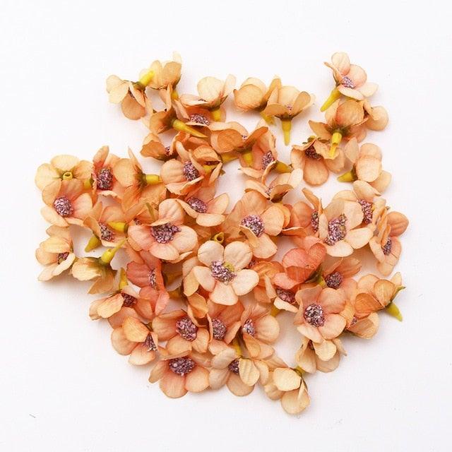 Mini Multicolor 50/100pcs Daisy Flower Head Silk Artificial Flower For Wreaths Craft Scrapbooking Daisy Flower Head Mini Artificial Silk Flower for Crown Scrap Wedding Home Decor Garland Headdress