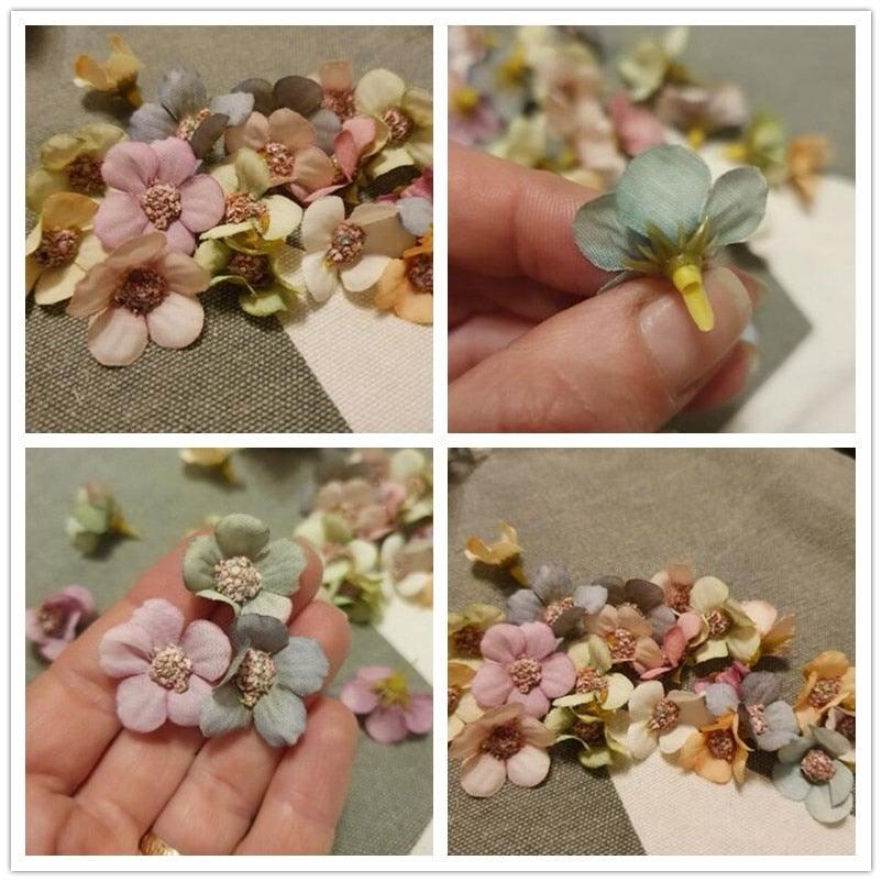 Mini Multicolor 50/100pcs Daisy Flower Head Silk Artificial Flower For Wreaths Craft Scrapbooking Daisy Flower Head Mini Artificial Silk Flower for Crown Scrap Wedding Home Decor Garland Headdress