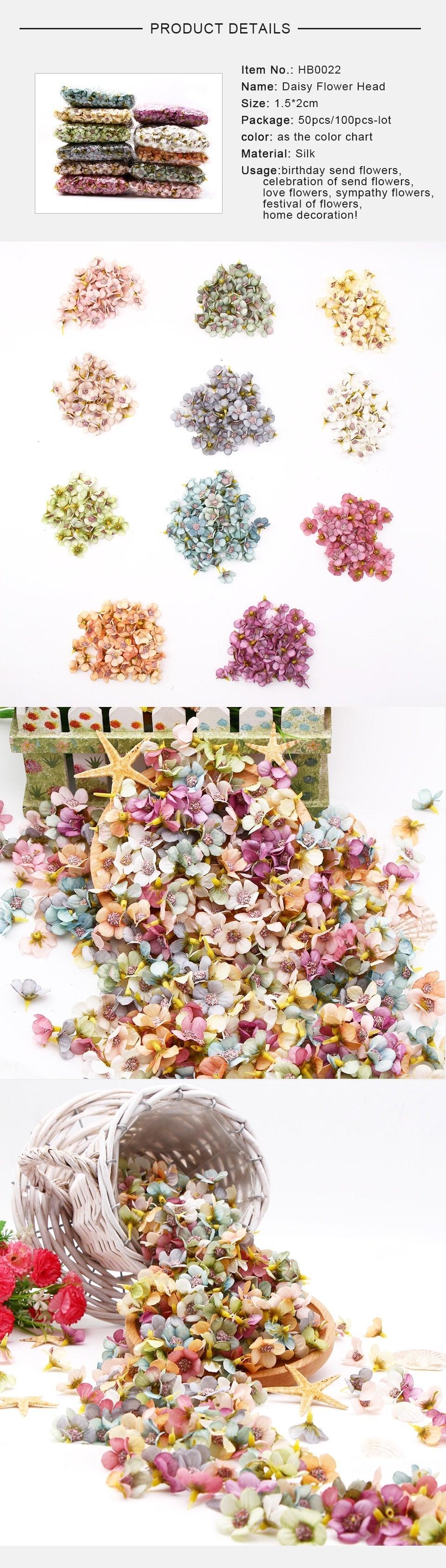 Mini Multicolor 50/100pcs Daisy Flower Head Silk Artificial Flower For Wreaths Craft Scrapbooking Daisy Flower Head Mini Artificial Silk Flower for Crown Scrap Wedding Home Decor Garland Headdress