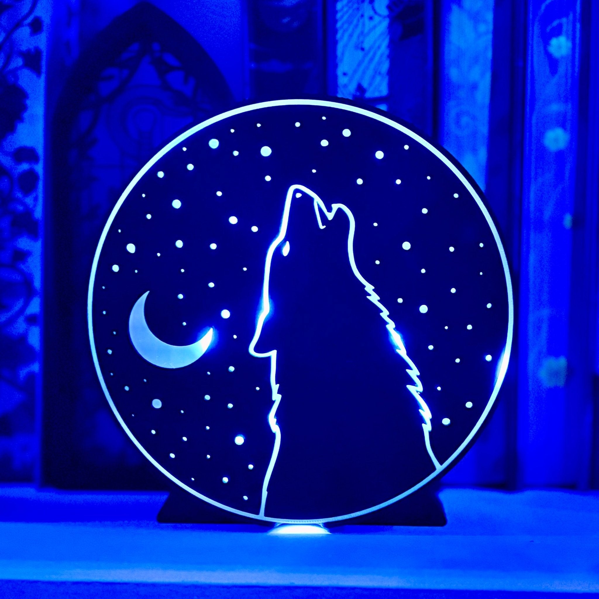 "Wolf Moon and Stars"- Bookshelf Decor