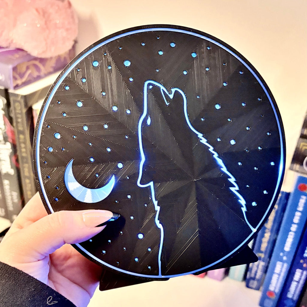 "Wolf Moon and Stars"- Bookshelf Decor